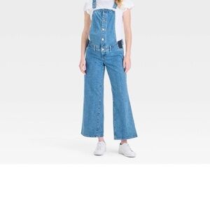 Ingrid & Isabel Maternity Wide Leg Blue Denim Overalls Size 6